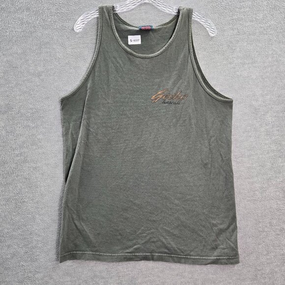 VINTAGE Gecko Hawaii Men Tank Top Large‎ Green Surfboards Graphic 90s Pullover - Picture 1 of 10